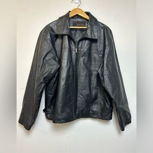 PHASE TWO Black Motorcycle Genuine leather Jacket Size L